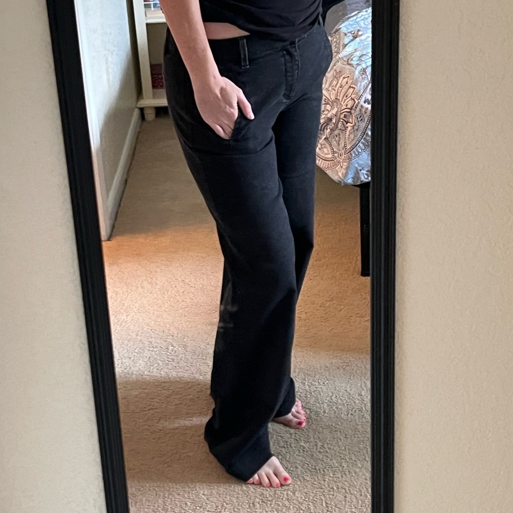 LOFT size 10 black denim high waisted, wide-leg denim jeans